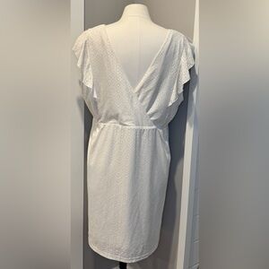 Elegant White Ruffle Sleeve Midi Dress